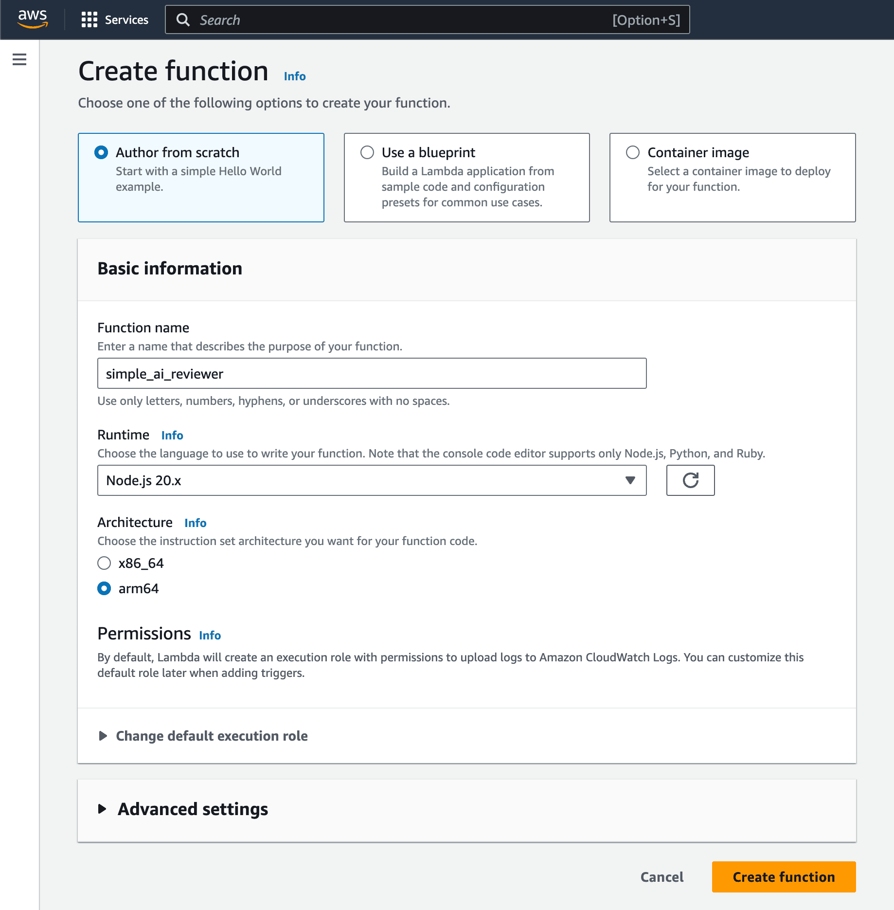 Create AWS Lambda